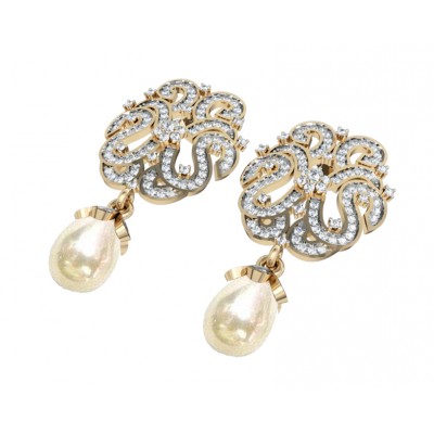Diamond Earrings with Pearl drops